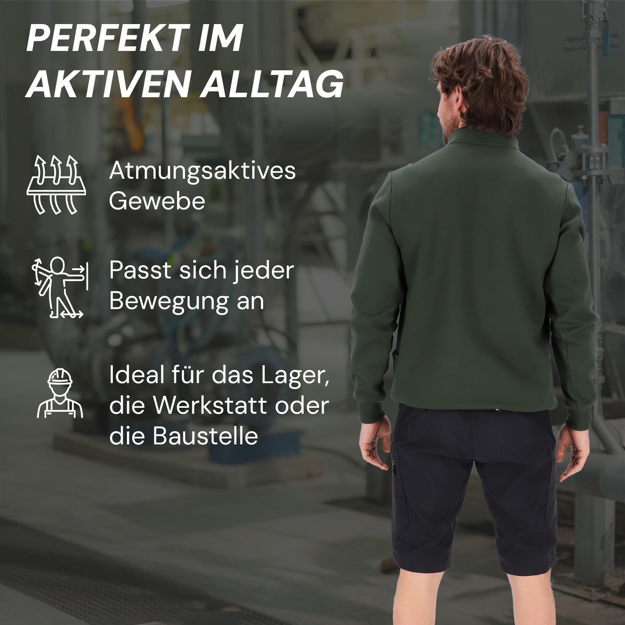 PUMA Workwear Advanced Kollektion - Sweatshirt Herren Pullover mit Reißverschluss - Utility Fach an der Schulter - Robustes und atmungsaktives Gewebe - Für Handwerk und Logistik