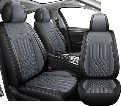 Car Seat Covers for Hyundai Venue 2020-2026 Leather Seat Covers Waterproof Soft Car Seat Cover Protectors Comfort Automotive Seat Cover with AirbagBlack&Gray,2PCS Front
