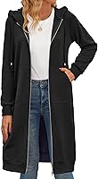 Zeagoo Women's Oversized Fleece Zip-Up Hoodie Long Tunic Sweatshirt Casual Fall Winter Jacket