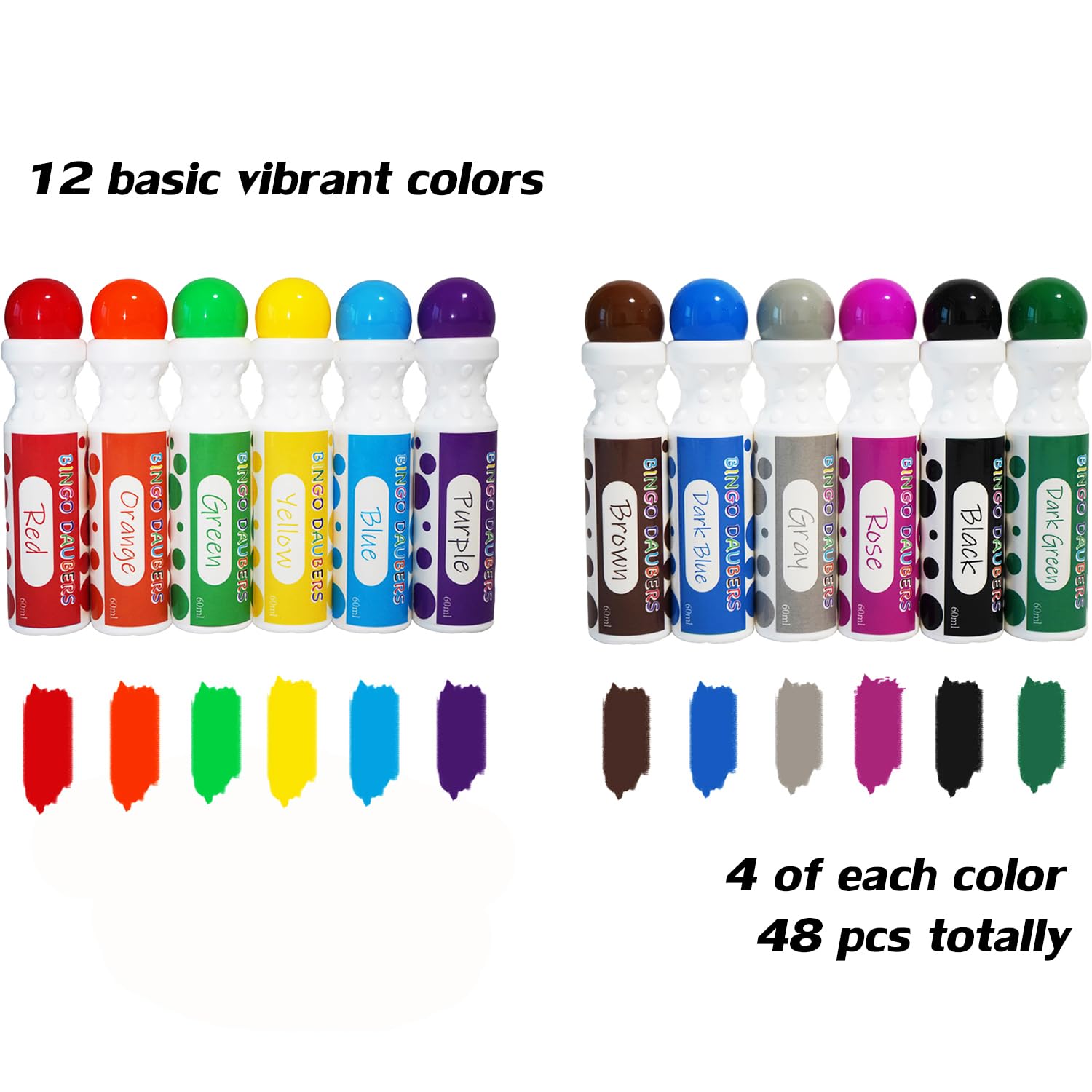 SEETOOOGAMES Lot de 48 marqueurs à pois Bingo Daubers - Couleurs mélangées - Pour les loisirs créatifs des tout-petits