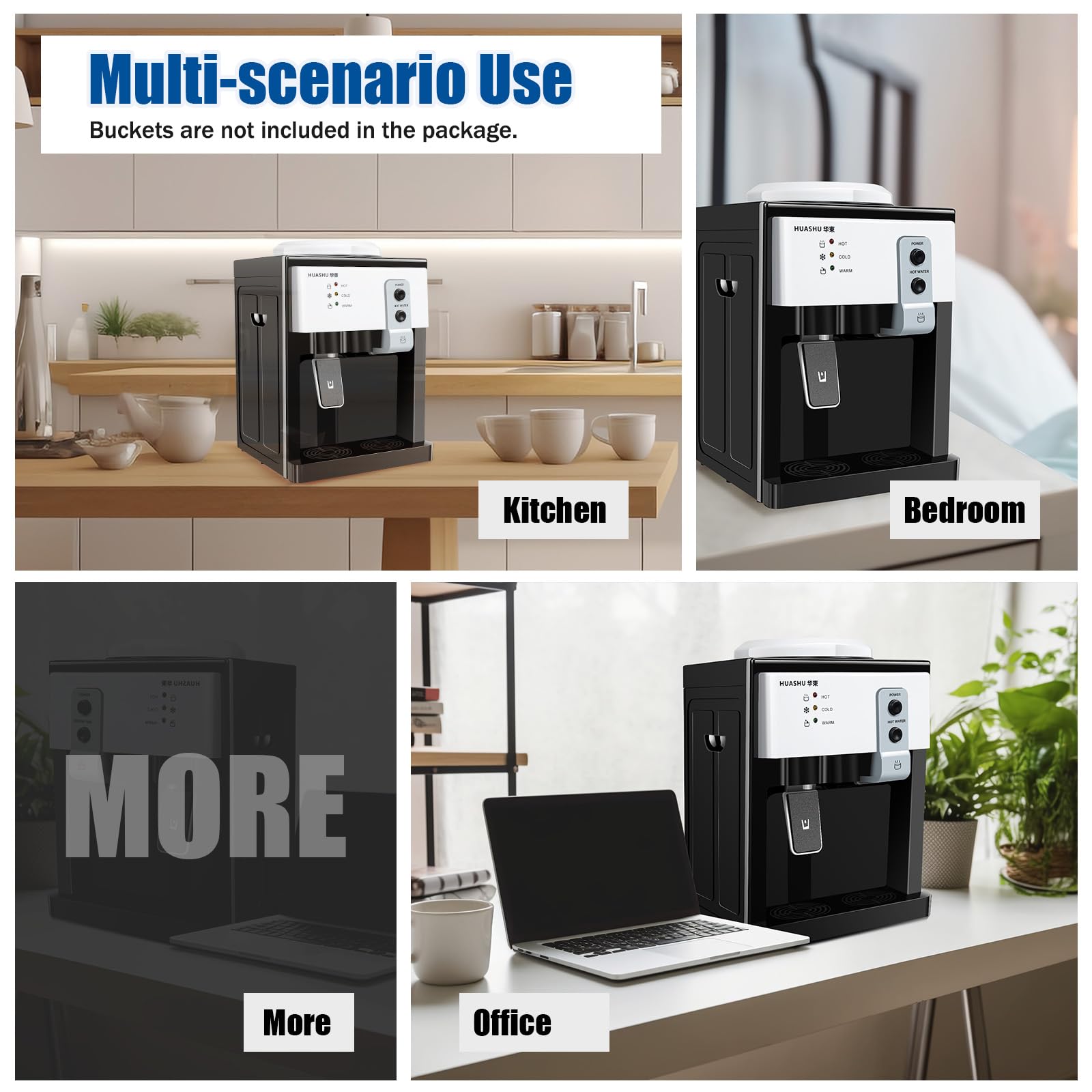 Top Loading Countertop Water Cooler Dispenser with Hot Cold and Room Temperature Water Machine, Hold 1.1 to 5 Gallon Water Bottles, Suitable for Home, Office, Dorm Bedside Use