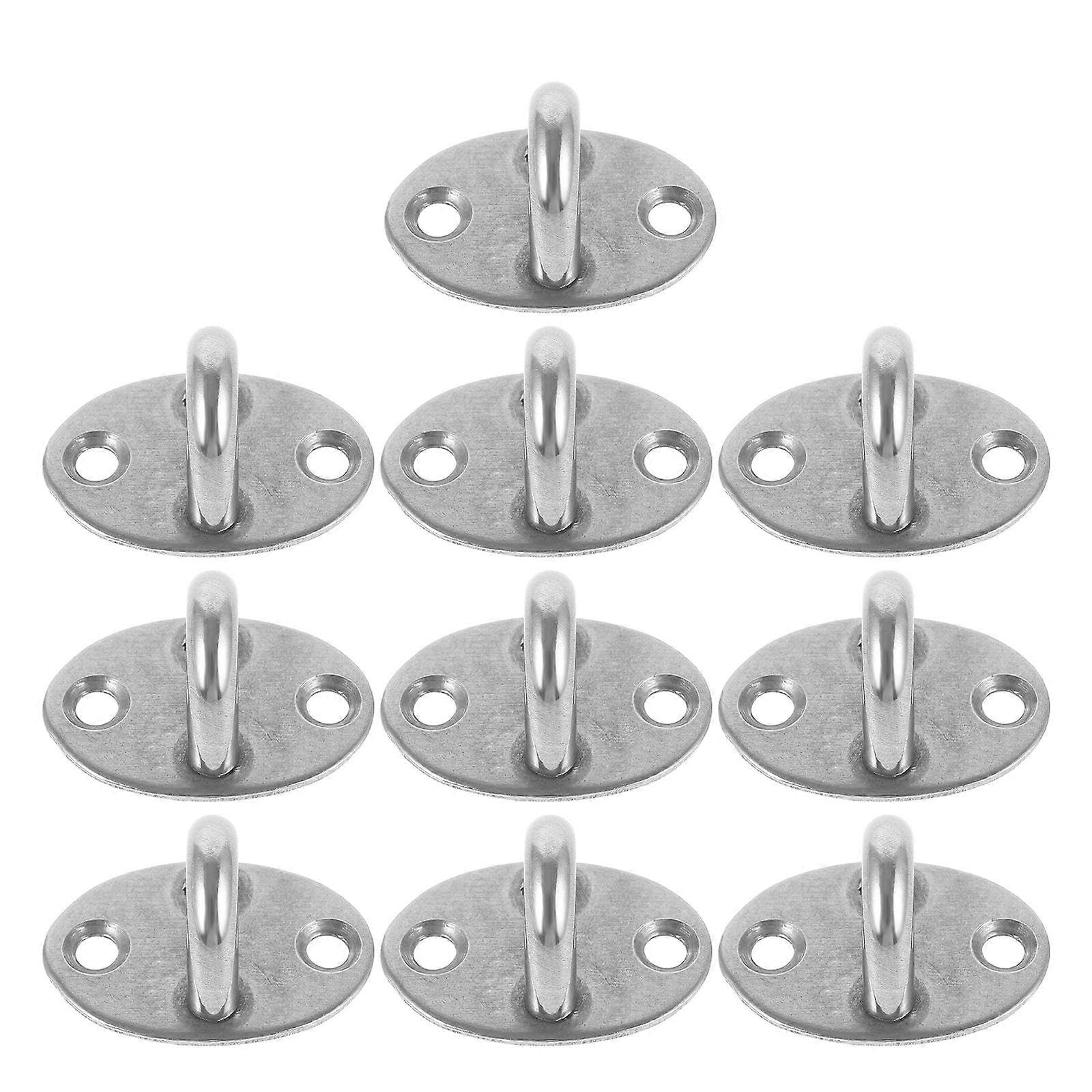 JOYHAPPST 10pcs Ceiling Hooks Pad Eyes Plate Stainless Steel Hanging Hooks for Suspension