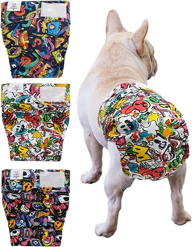 Miniatura 12 de CuteBone Pañales lavables para perras, paquete de 3 pantalones de entrenamiento para cachorros WWD02XS