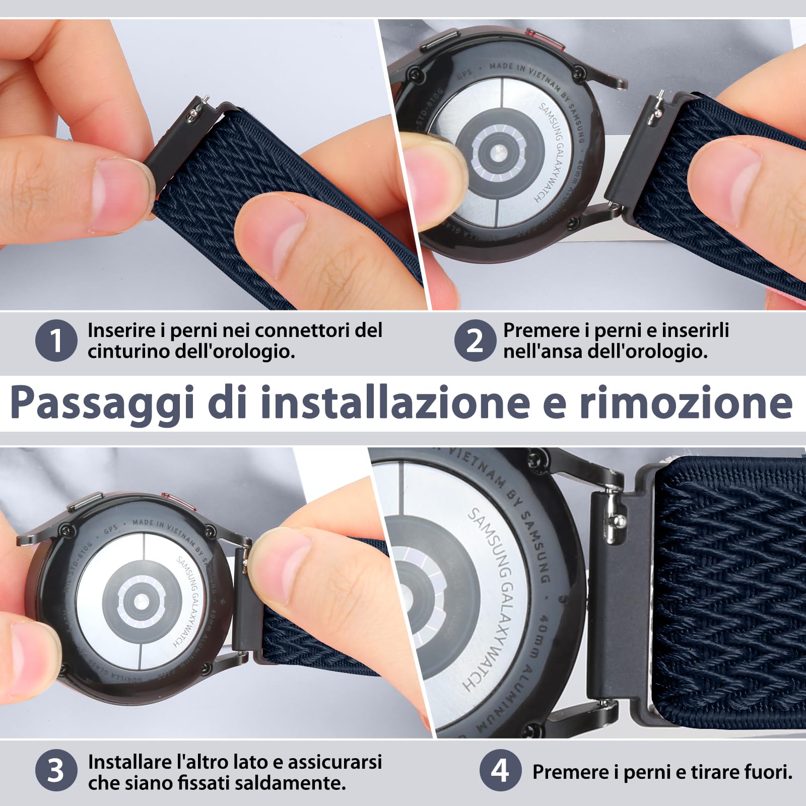 TumCez Regolabile Elastico Sgancio Rapido Cinturino Orologio in Nylon,18mm 19mm 20mm 22mm 24mm Cinturino per Samsung/Garmin/Fossil/Amazfit/Huawei Orologio per Uomo Donna