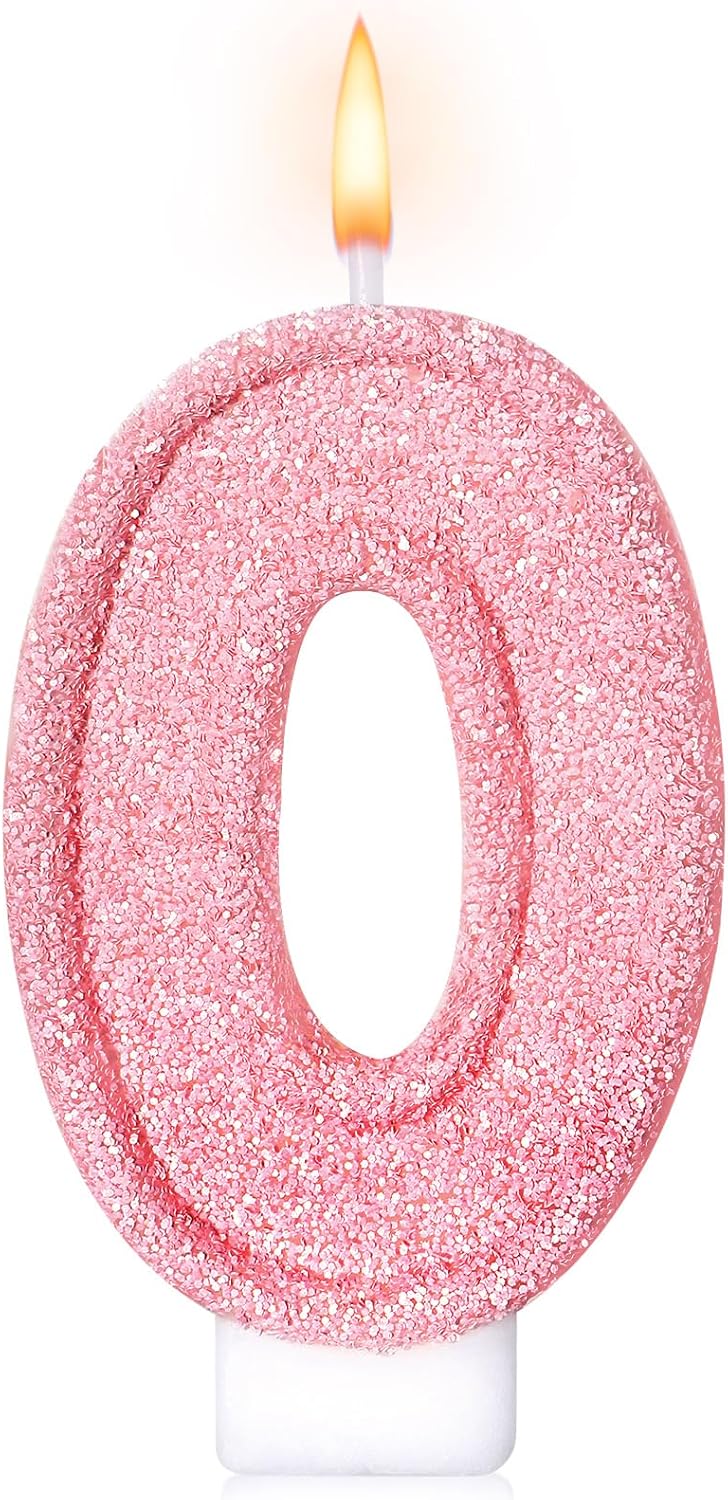 Cute Number 1 Birthday Candle, Glitter Pink Number Candles, First Birthday Cake Topper Decoration, Party Supplies Anniversary Celebrations