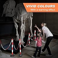 Vista 5 de Paquete de 6 Conos de Poste Delineador de Tráfico con Base Rellenable, Barrera de Seguridad Ajustable de Plástico para Control de Multitudes