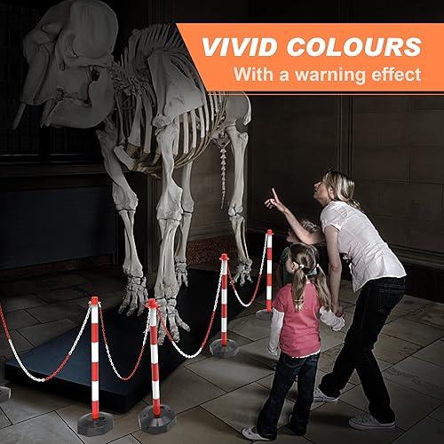 Miniatura 5 de Paquete de 6 Conos de Poste Delineador de Tráfico con Base Rellenable, Barrera de Seguridad Ajustable de Plástico para Control de Multitudes en