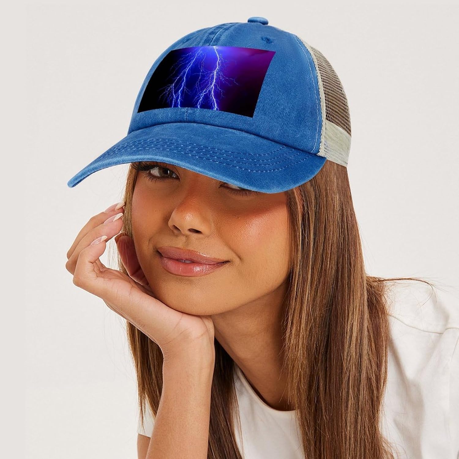 Night Sky Lightning Hat Personalized Adjustable Cowboy Cap Cotton Cap Trucker Hats Dad Hat for Men Women