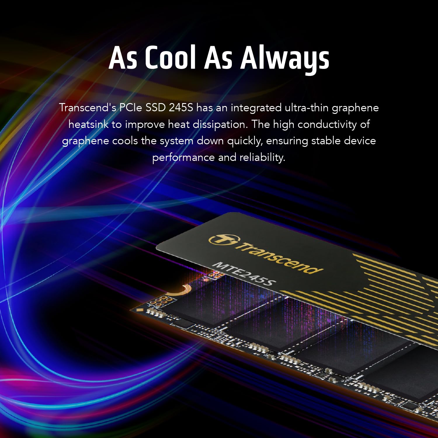 Transcend 250GB MTE245S M.2 2280 PCIe Gen4x4 SSD, with Graphene Heatsink, Single Sided, 3D TLC, MVMe Internal Gaming SSD, Up to 3,200/1,400 MB/s - TS250GMTE245S