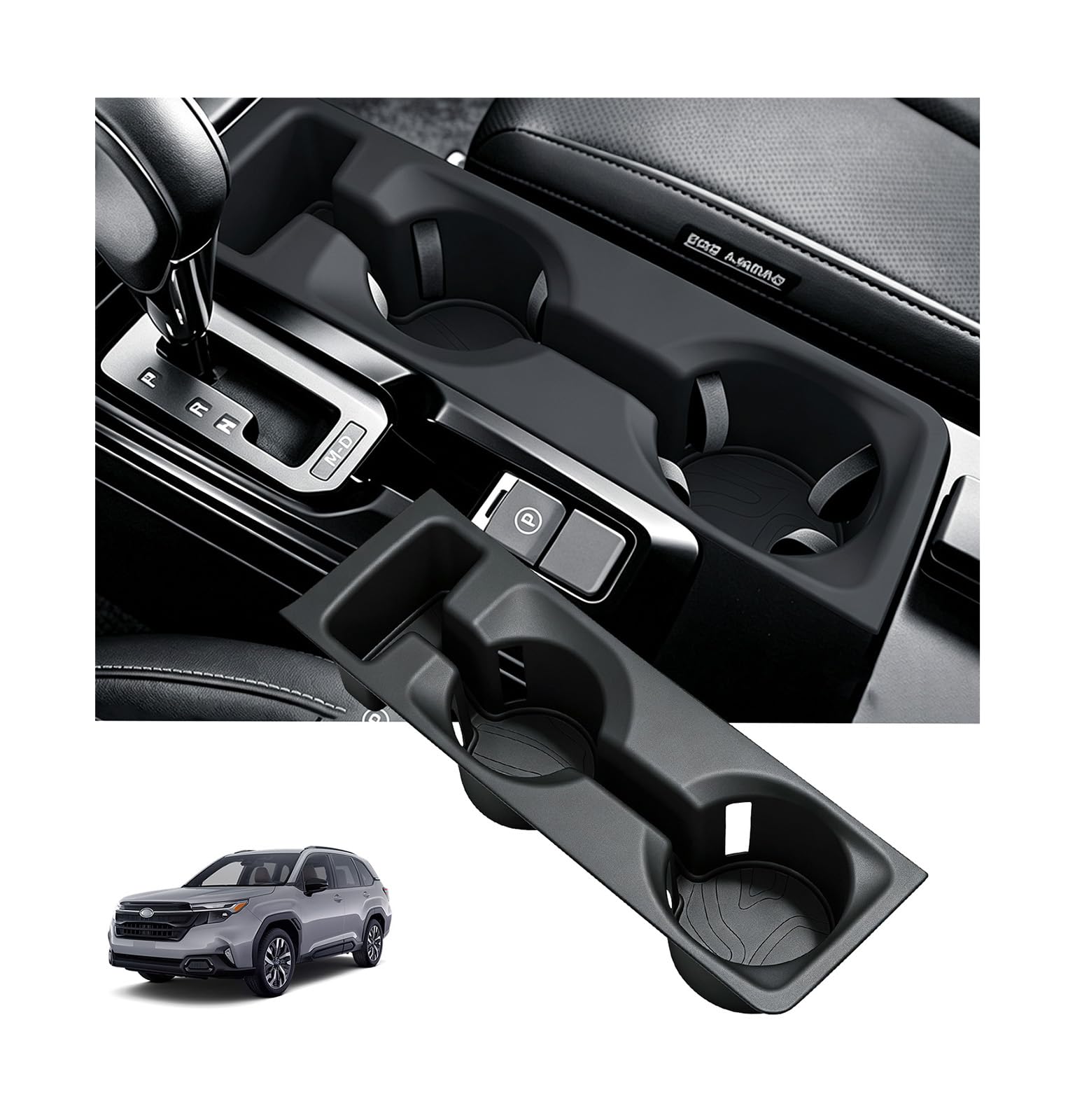 Center Console Cup Holder Inserts for Subaru Forester 2026+, Interior Accessories Silicone Car Cup Holders Covers Protector for 2026+ Forester, Black