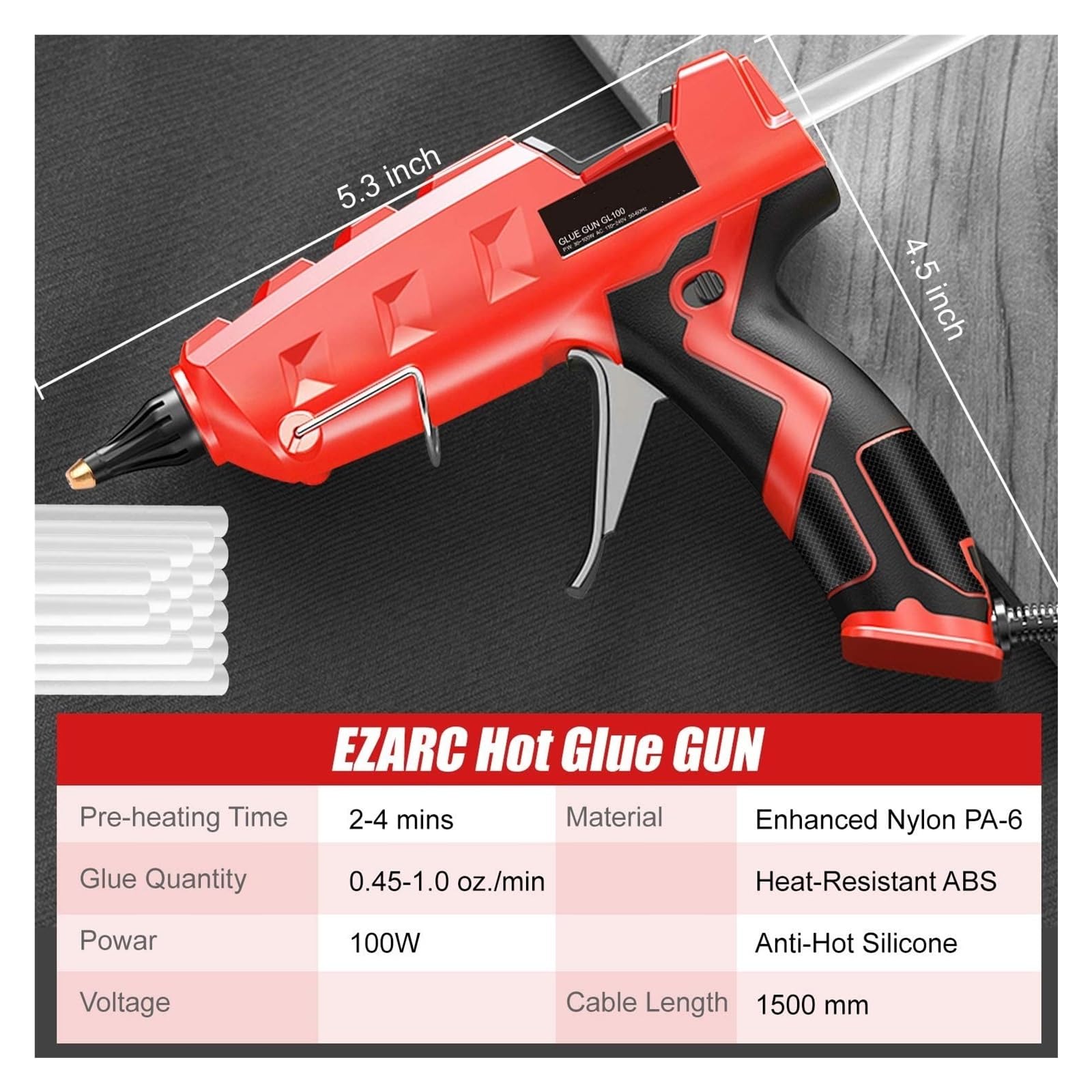 Pistolet Do Klejenia Na Gorąco 100W Heavy Duty Pełnowymiarowy Zestaw Pistoletów Z 20 Szt. Kleje W Sztyfcie Dla Majsterkowiczów Projekty Artystyczne I Rzemieślnicze Uszczelnianie