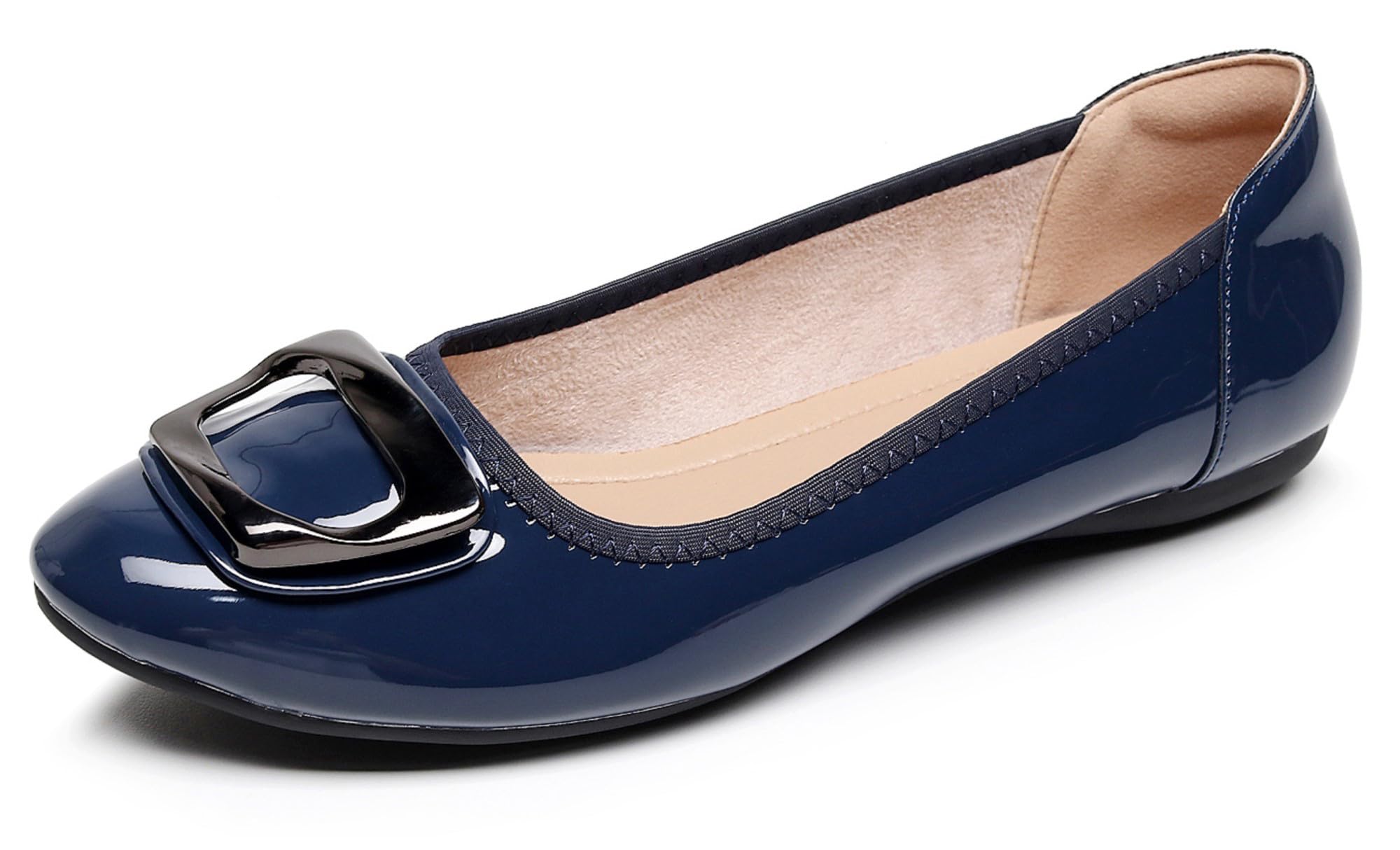 VenusCelia Women's Buckle Dance Flat Shoes