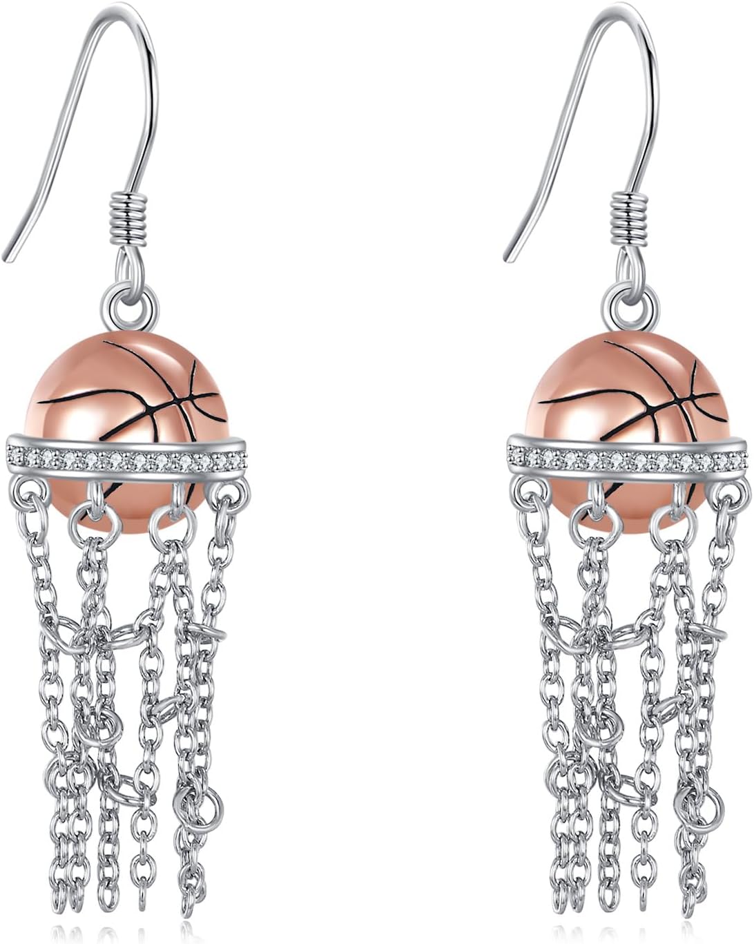 Basketball Earrings 925 Sterling Silver Basketball Dangle Earrings Sports Jewelry Gifts for Women