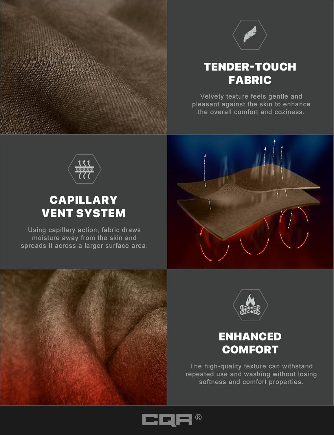 CQR Men's Thermal Fleece Quarter Zip Sweater, Outdoor Lightweight Long Sleeve Pullover, Casual Mock Neck Polo Sweaters - Image 8