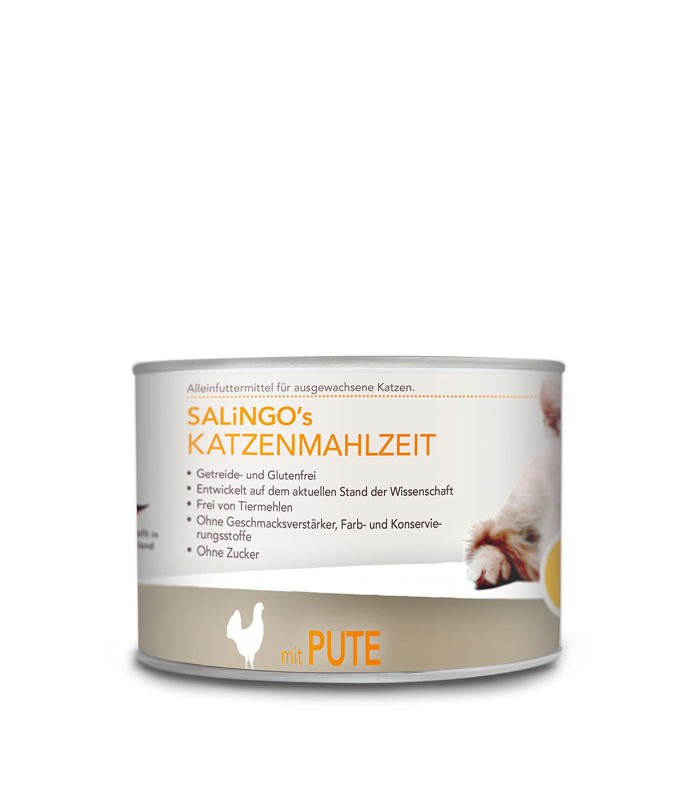 SALiNGO Katzenfutter nass, Pute PUR, getreidefrei (18x200g)