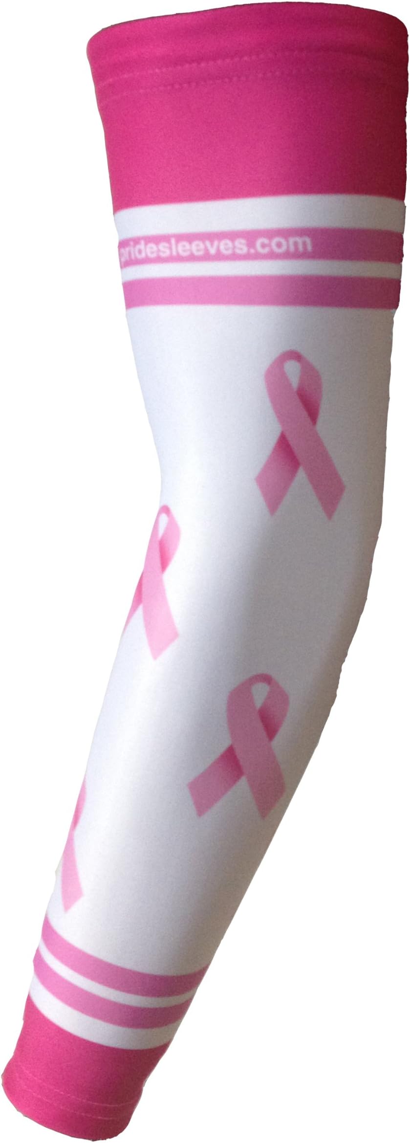 One Pair of White and Pink Ribbon Sublimated Arm Sleeves