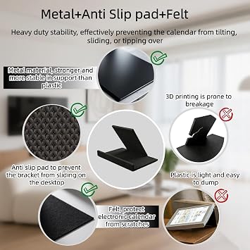 Metal Stand Fit for Skylight Calendar Max 27 inch | Digital Calendar Display Desk Mount Base, Anti-Slip Mat, Widen Base, Wear-Resistant Felt, Alternative to Wall-Mounted