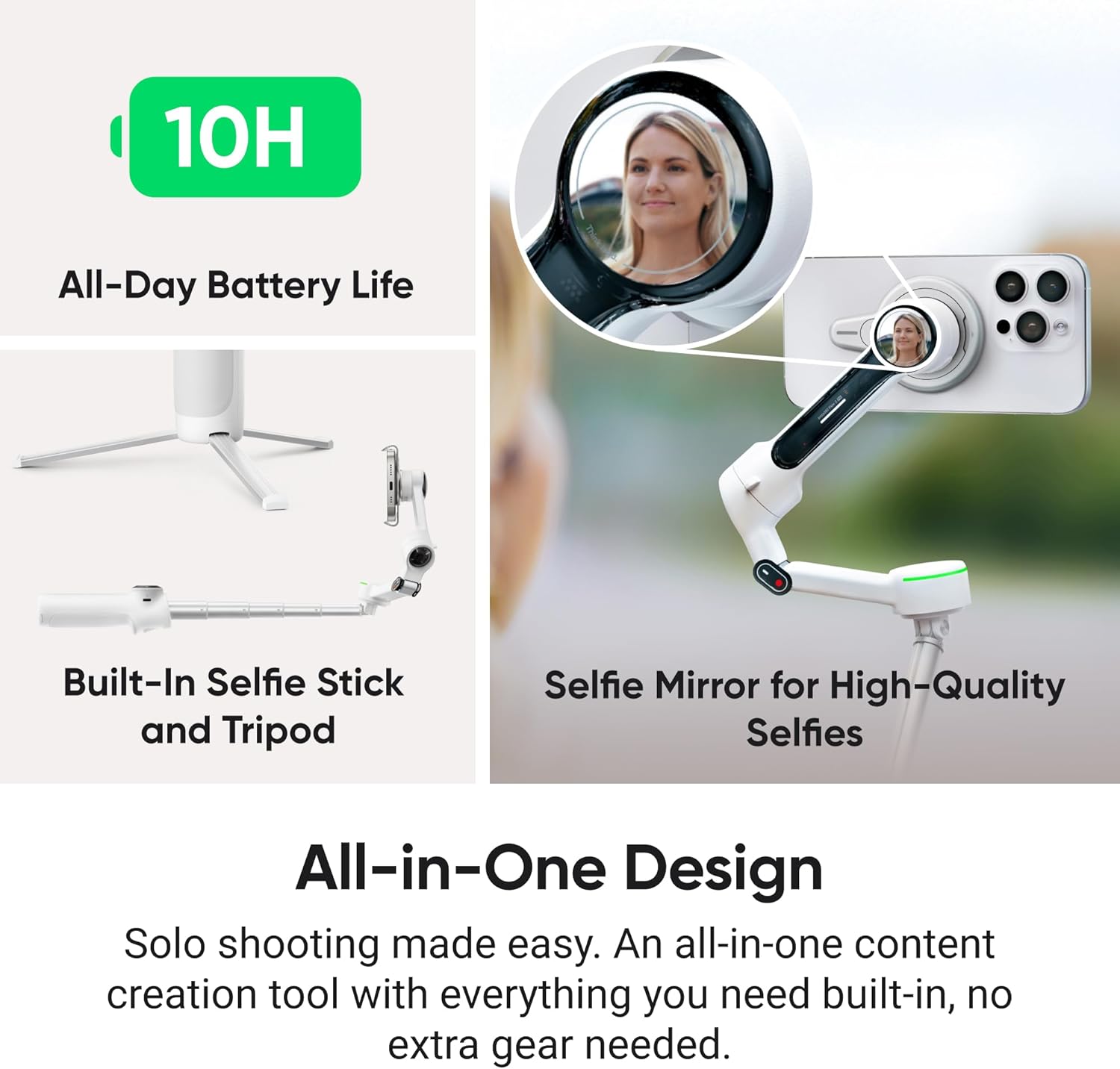 Insta360 Flow 2 Pro Magnetic Mount Bundle - Foldable AI Phone Gimbal, Track in 200+ iOS Apps, Multi-Person & 360 Pan Tracking, Built-in Tripod/Selfie Stick, iPhone/Android Stabilizer