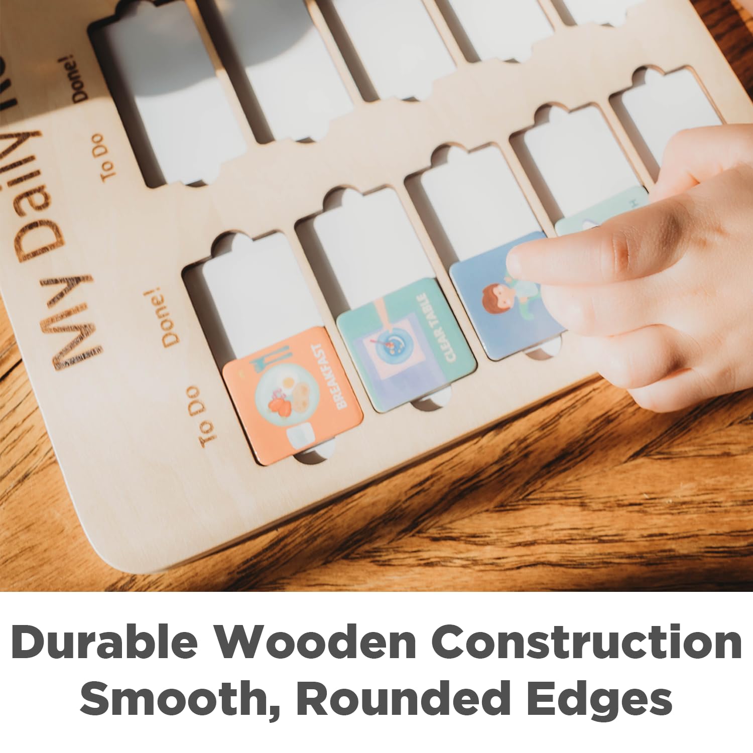 Wooden Toddler Routine Chart Ages 3-6 – Daily & Bedtime Routine Chart for Toddlers, Visual Schedule Board for Kids, Montessori-Inspired Visual Schedule for Kids Daily Routine
