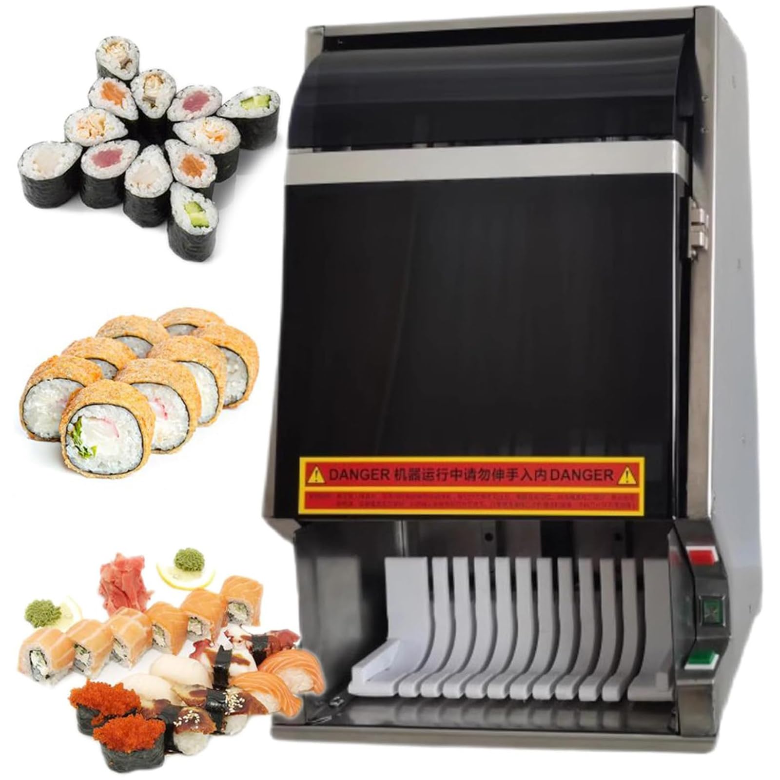 Kommerzieller automatischer Sushi Rollschneider,Multi-Shape Elektrischer Sushi-Maker für präzises 8/10/12-teiliges Schneiden,Edelstahl-Küchenausstattung für Restaurant,Küche Snackbar