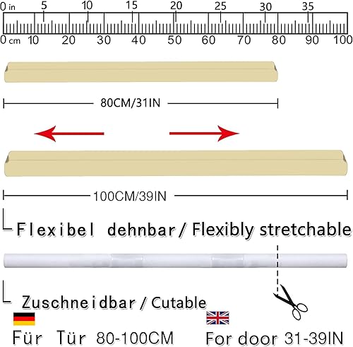 Miniatura 2 de Tope de puerta para puertas de 31 a 39 pulgadas, sin adhesivo, para parte inferior de la puerta, bloqueador de corrientes de aire debajo de la