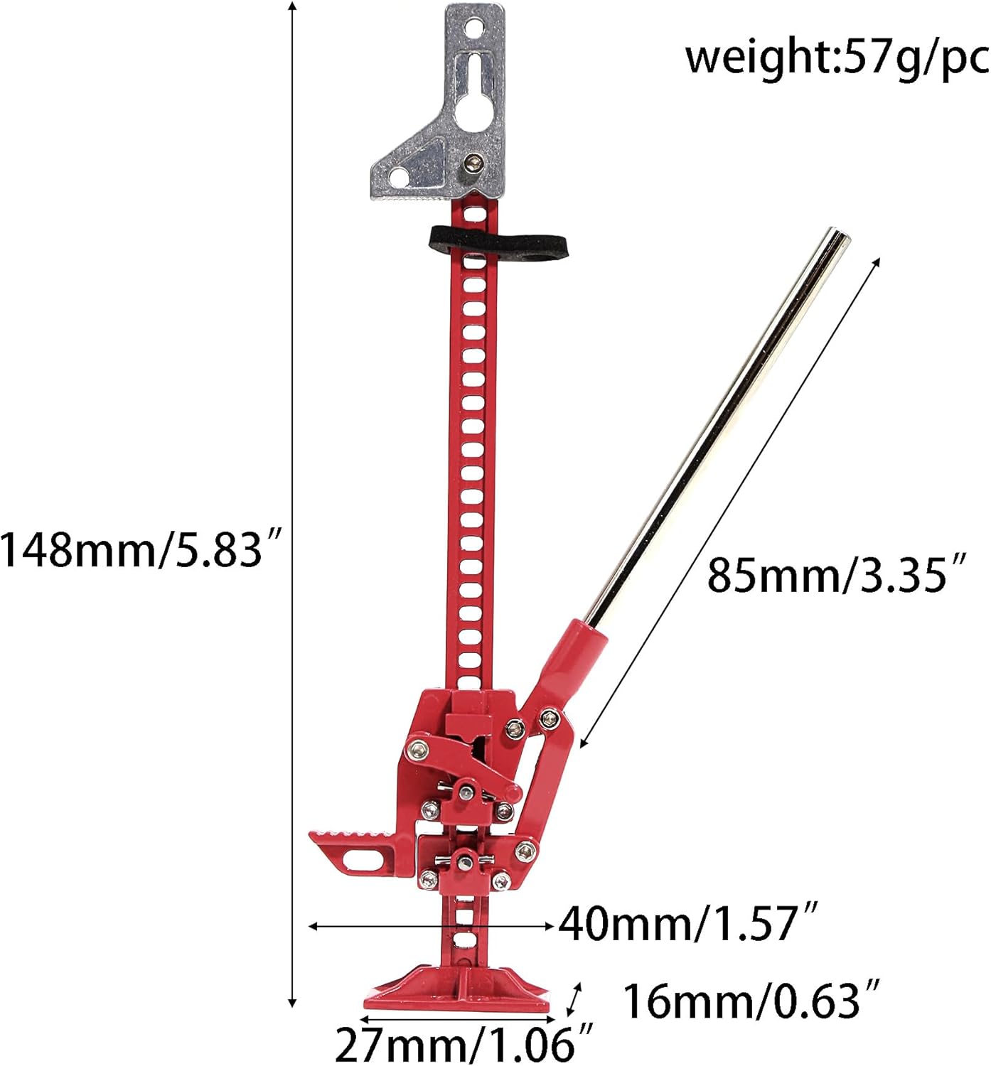 1/10 Scale The Model car Metal Adjustable Lift Jack & Stand for 1/10 RC Crawler Car SCX10 SCX10 II 90046 SCX10 III AXI03007 SCX10 Pro TRX4 TRX6 D90 Gen7/8 VS4-10 MST CFX (Red)