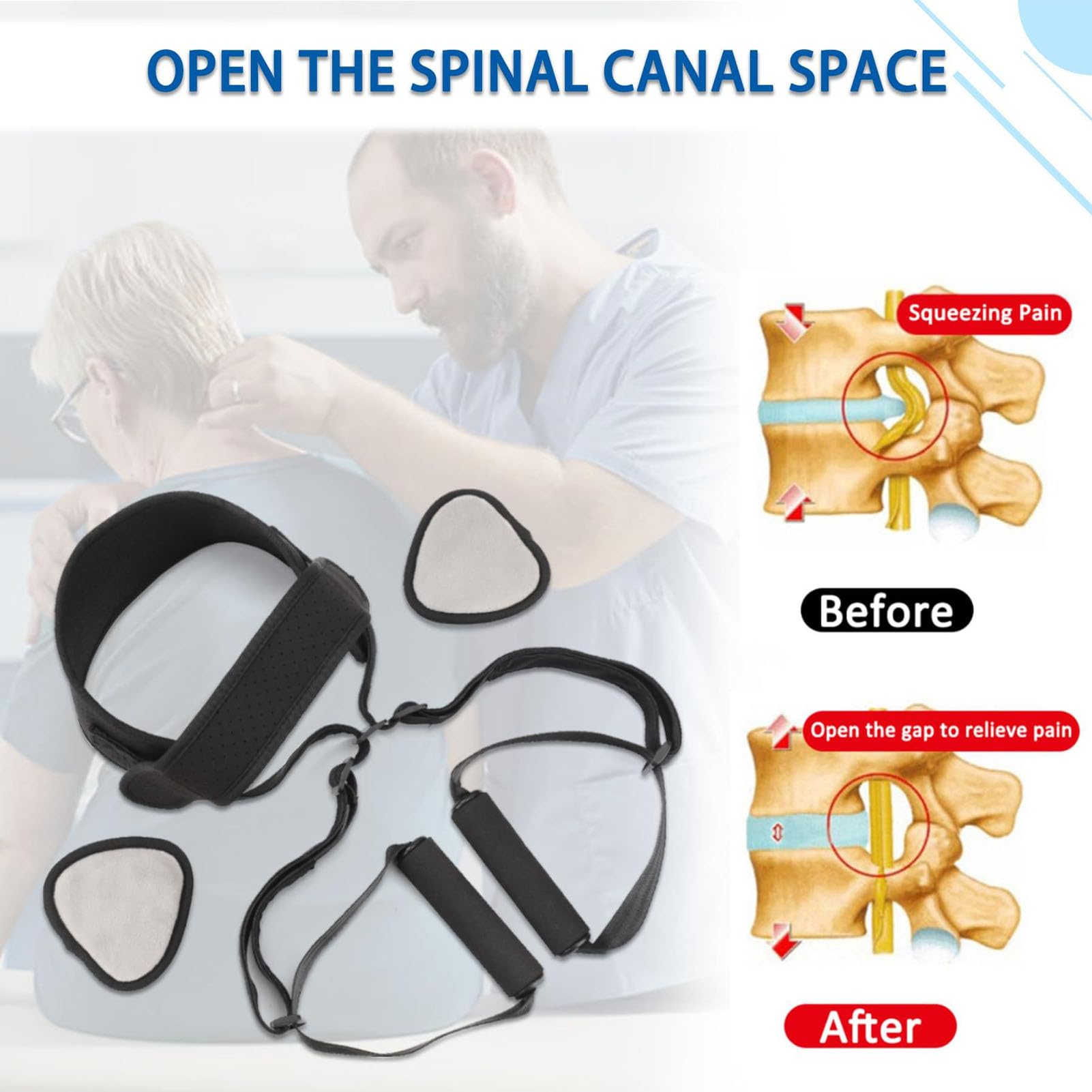 Correa de estiramiento el cuello, dispositivo tracción cervical correa el cuello el dolor cuello con correa para la barbilla asa, herramienta descompresión quiropráctica la columna