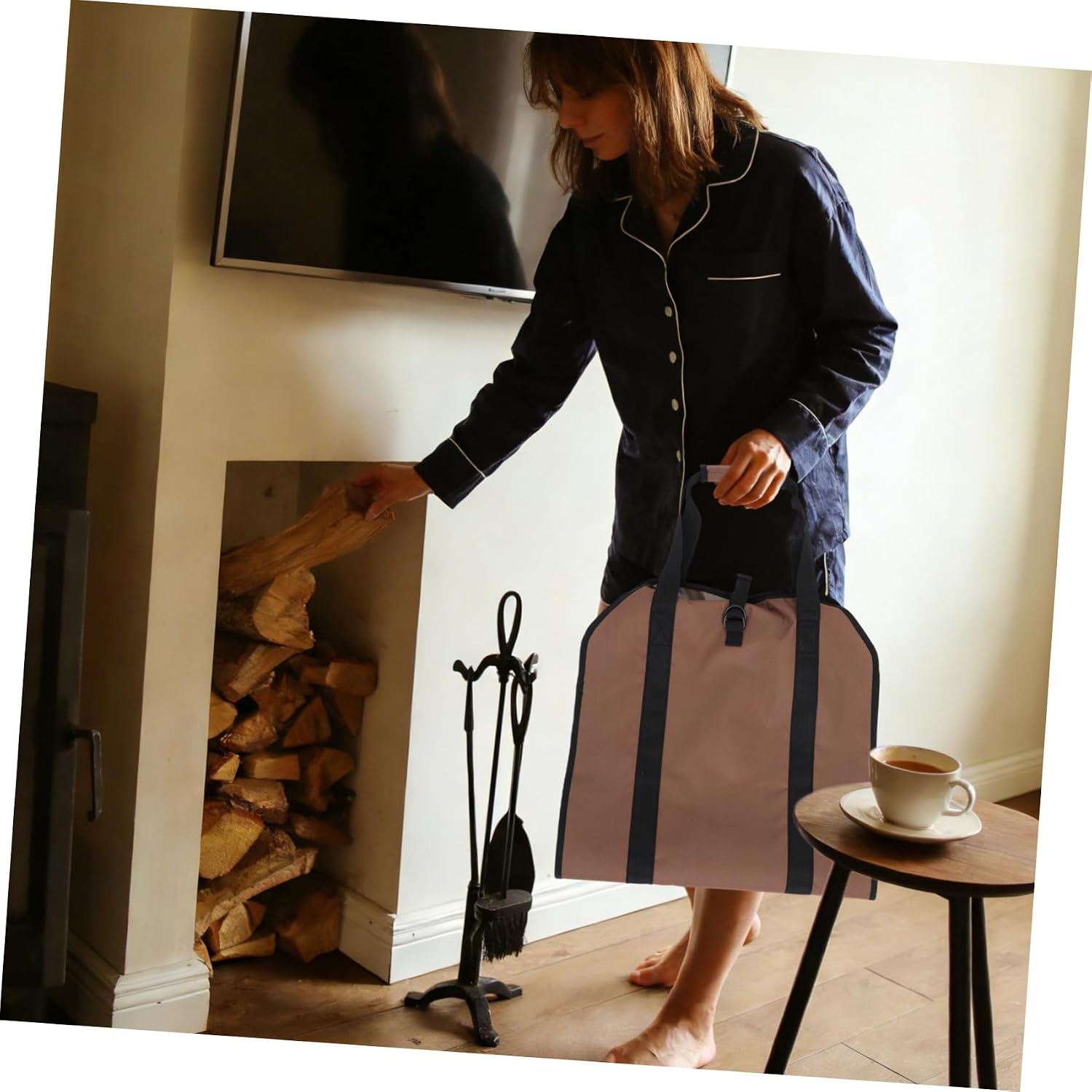 Firewood Tote Bag Large Capacity Oxford Cloth Carrier for Fireplace