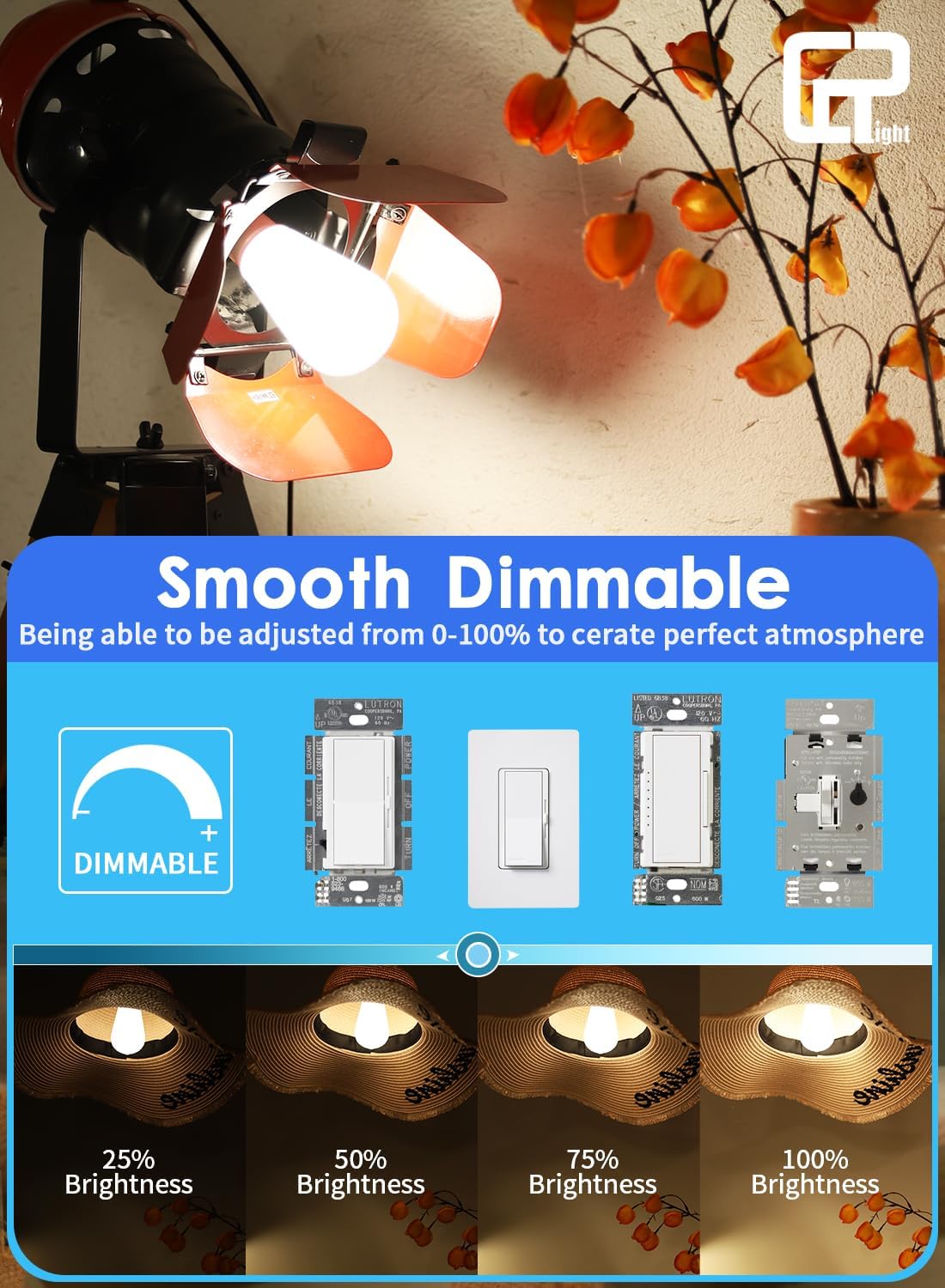 CRLight Dimmable Opal LED Edison Bulbs - 6W (65W Eqv) 650LM 4000K Neutral White, ST58 = ST19 E26 Base, Coated Inside White Milky Glass Vintage Filament Light, 10 Pack