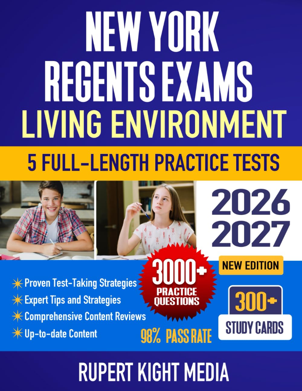 New York Regents Exams: Living Environment, 2026-2027: Study Guide, Proven Strategies, 5 Full-Length Practice Tests and Detailed Answer Explanations | 300+ Study Cards