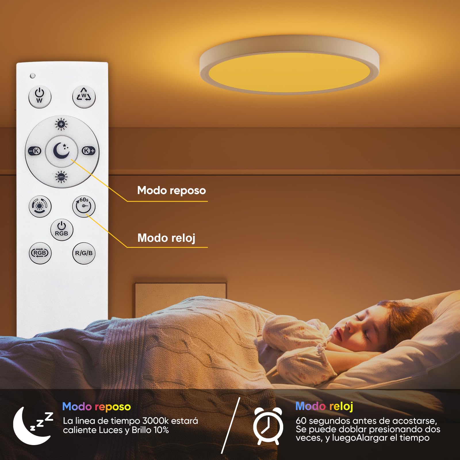 YiLaie Pack 2x Plafon LED Techo Regulable 24W,RGB Cambio Color Redonda Lámpara de techo,3000K-6500K lampara techo dormitorio,IP44 Impermeable,Ø30CM,Para Salón Cocina Baño