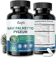 Catfit Saw Palmetto for Men - Prostate Health Supplements for Men DHT Blocker with Pumpkin Seed Oill, Pygeum - Urinary Health and Hair Support,60 Count