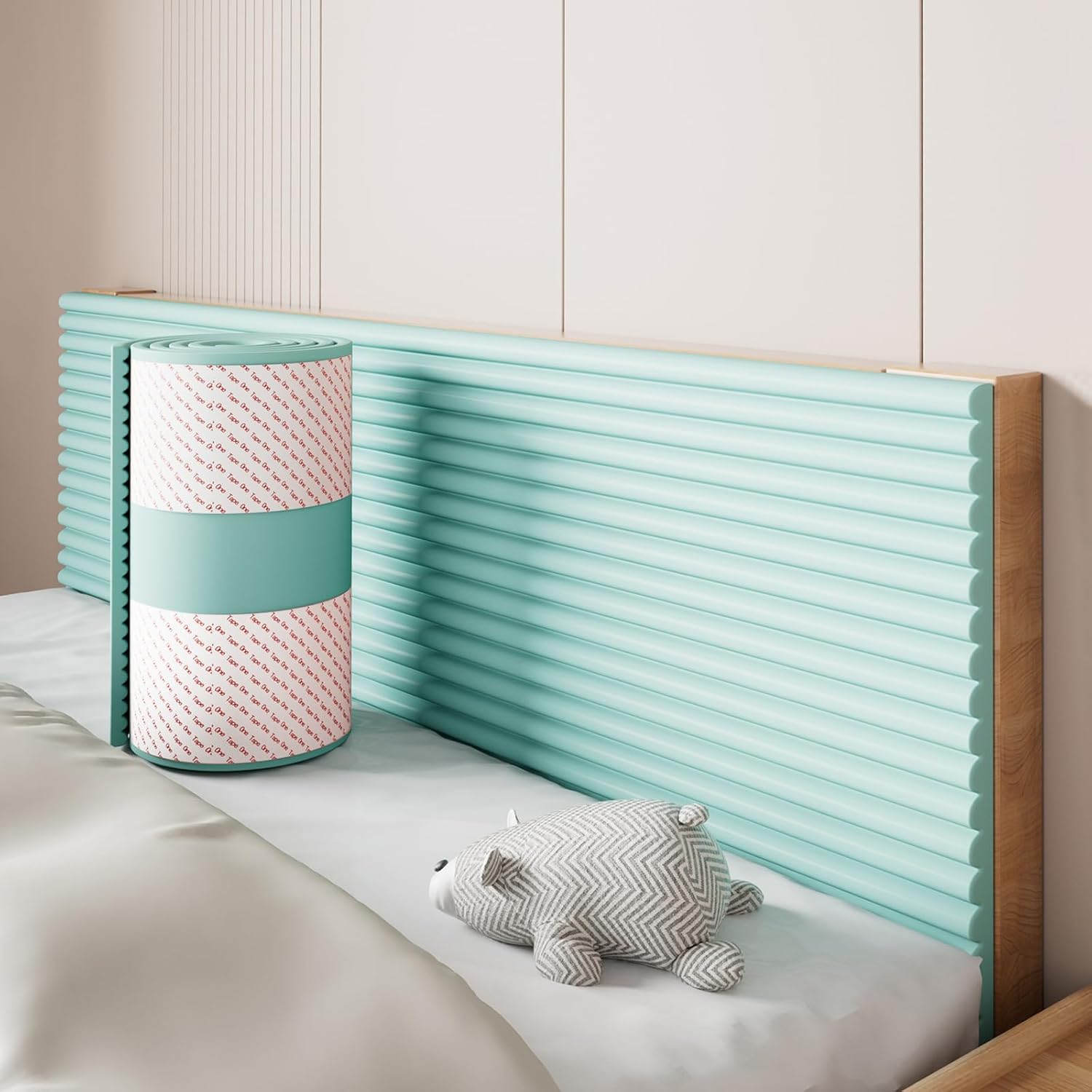 i Green Anti-Collision Wall Padding - Self-Adhesive Upholstered Panels, DIY Peel & Stick Decorative Wall Panels for Bedroom, 20x200cm/7.9x78.7in - Safe & Stylish