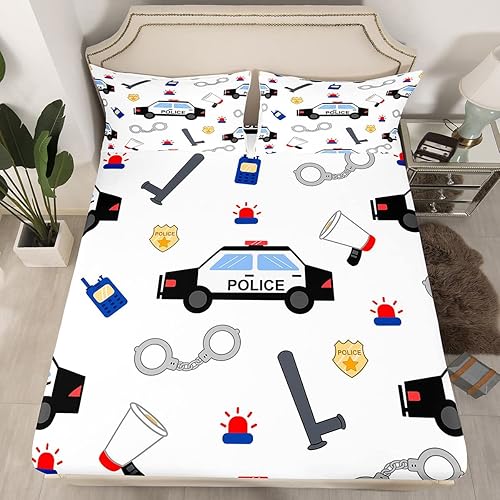 Miniatura 10 de Feelyou Juego de sábanas de avión de dibujos animados, juego de ropa de cama con vehículos de carreras de aviones, sábana bajera ajustable blanca y