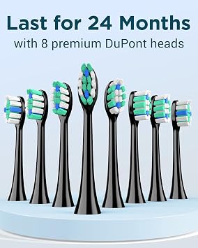 Rtauys M5 Electric Toothbrush for Adults - Sonic Electric Toothbrush for Kids and Adults with 8 Brush Heads & Travel Case, 120 Days Battery Life - Black