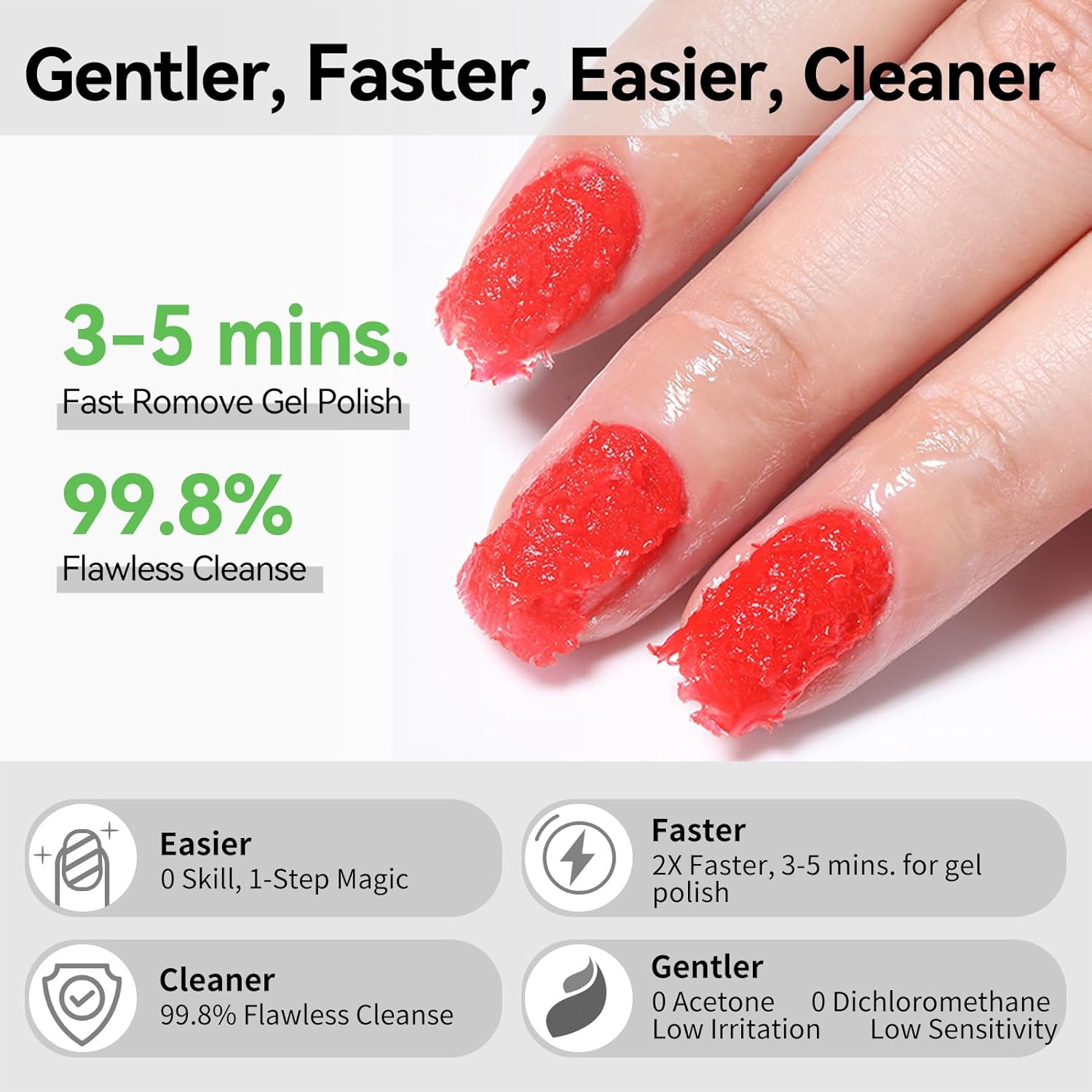 BORN PRETTY 60g Magic Gel Nail Polish Remover with New Upgraded Gentle Formula,Faster & Easier & Cleaner & Safer Professional Nail Polish Remover In 3-5 Minutes,No Need for Foil Soaking Or Wrapping