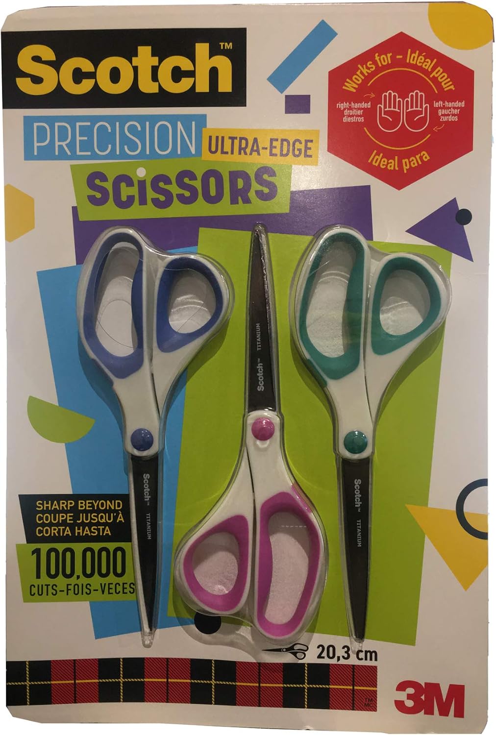 Scotch Precision Ultra Edge 8-Inch Scissors, 3 pack