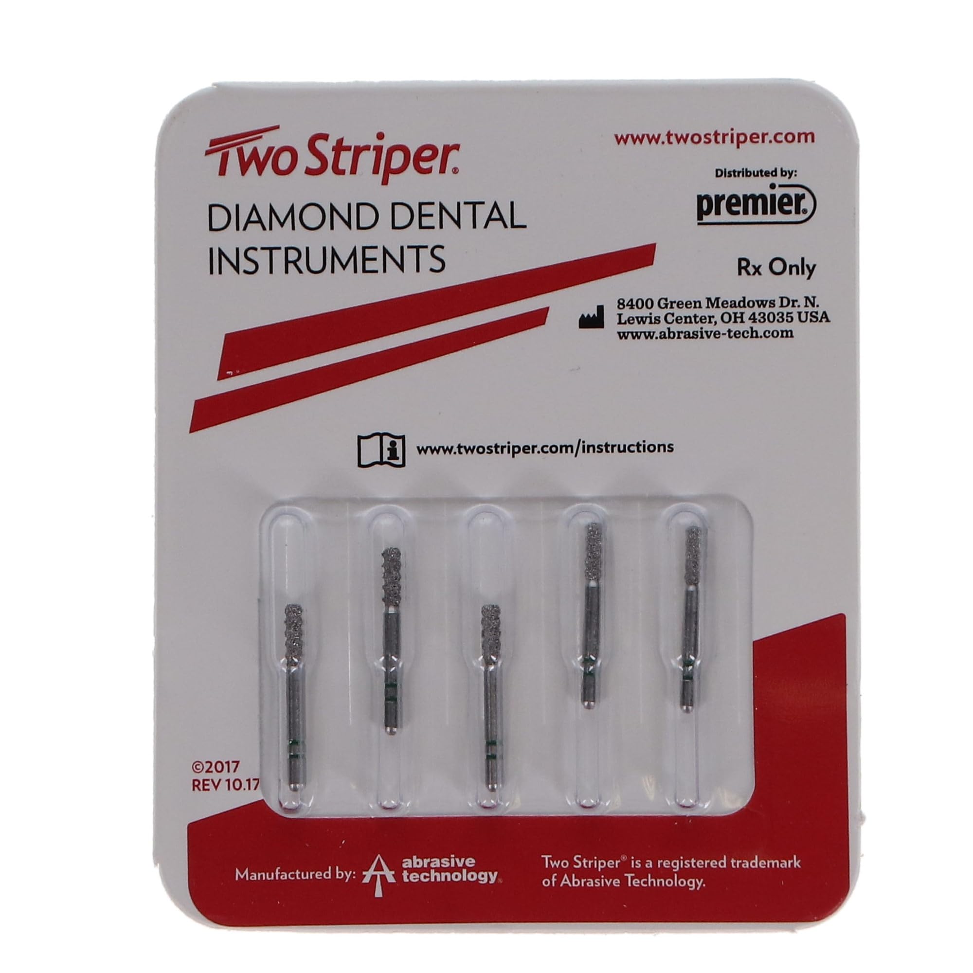 Premier Dental 2015573 Two Striper FG Friction Grip SC5 Gross Reduction Coarse Grit Diamond Burs 5/Pk