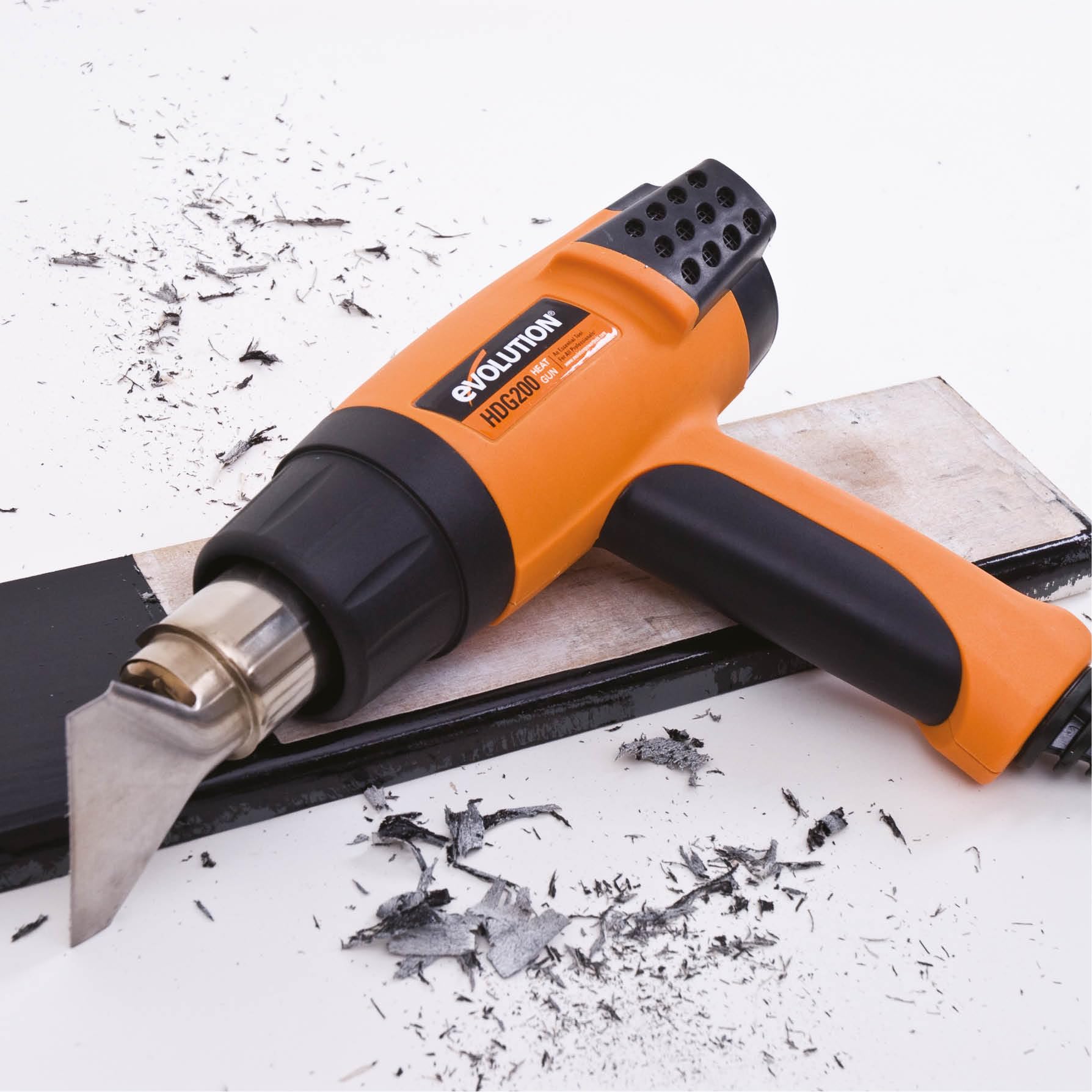 Evolution Power Tools HDG200 Cyfrowa opalarka z regulacją temperatury (opalarka na gorące powietrze) Zakres temperatur od 50 do 630¡ – W zestawie: futerał, 4 x dysze i skrobak, 230V