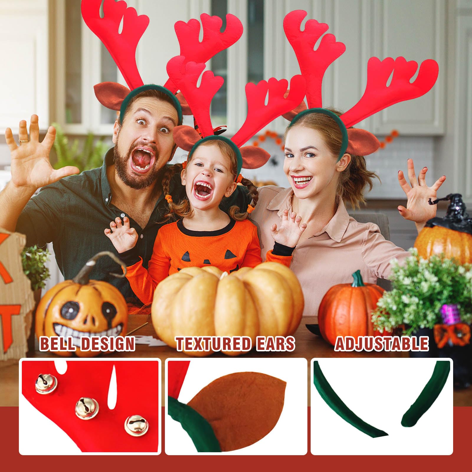SHIFANQI 2Pack Reindeer Antlers Headband, Deer Ears for Women Men Hair Accessories for Christmas Party Costume, Festival Decoration - Image 3