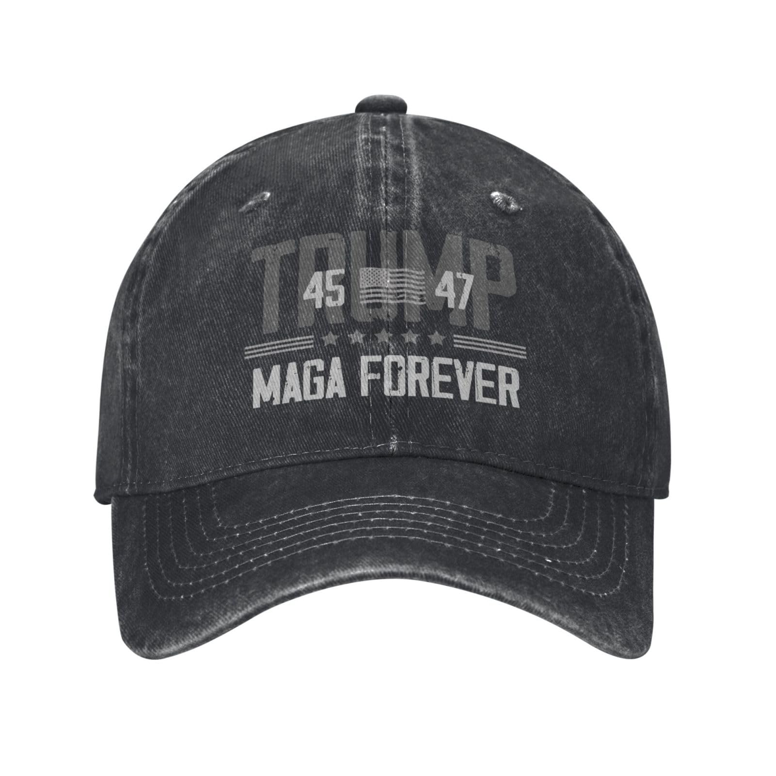 Peiyeety Unisex Black Maga-Forever Hat Trump Hat Trump Won 2024 President 47Th Denim Hat Baseball Cap