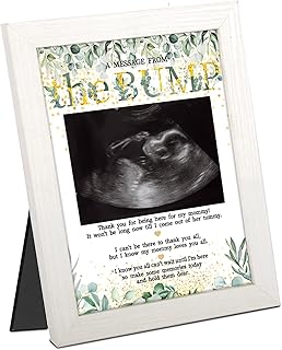 Ultrasound Picture Frames, Baby Shower Games Sign A Message from The Bump Wooden Love,Gold Green Eucalyptus Greenery Leaves Frame Sonogram Picture Frame Ultrasound Photo Frames Keepsake Baby Ultrasound Frame Gifts for Expecting Mom Gender Reveal