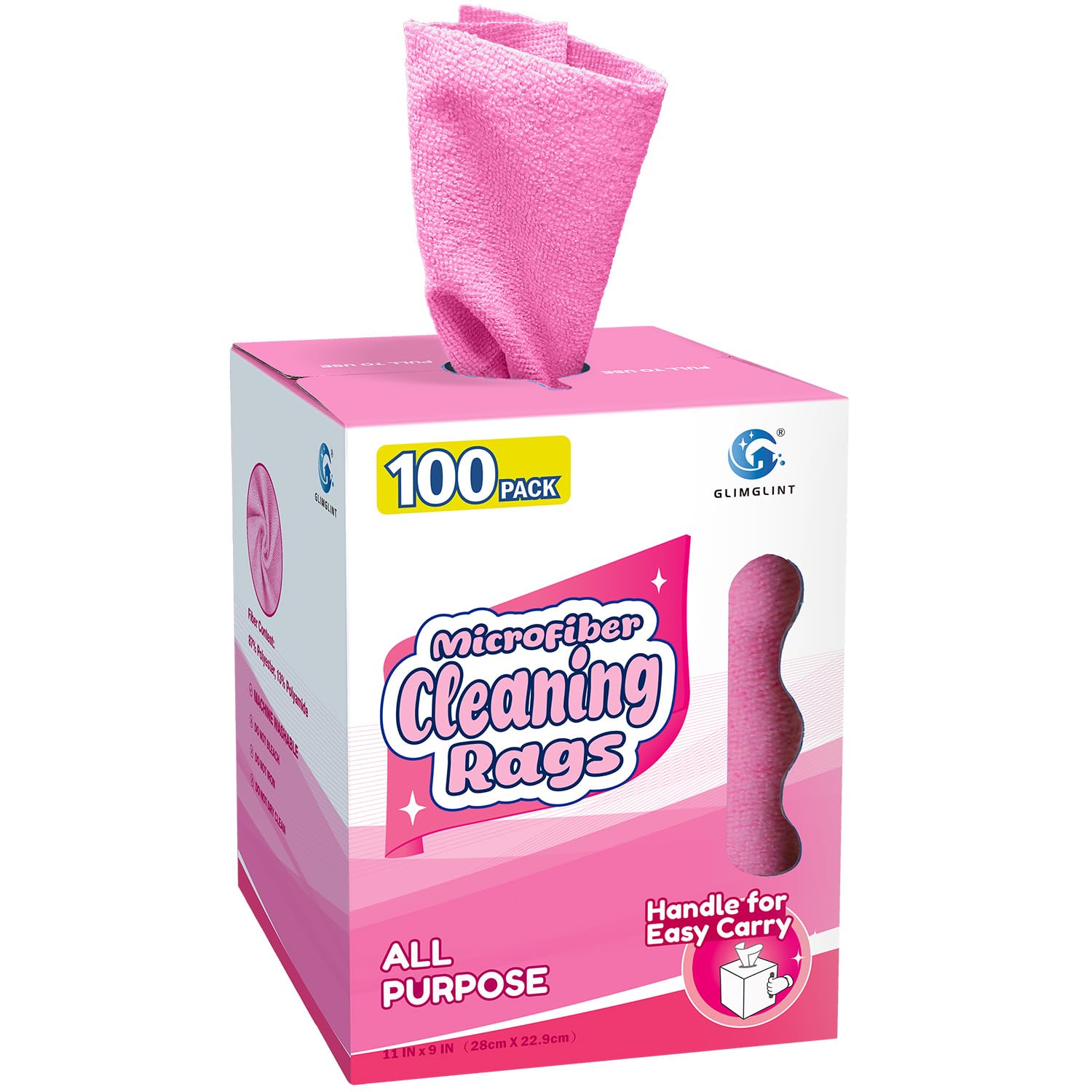 GLIMGLINT Microfiber Cleaning Cloth 100 Pack, Reusable Paper Towels 11 x 9