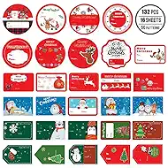 132 PCS Christmas Tags Stickers Self Adhesive Santa Snowmen Xmas Tree Deer Christmas Festival Birthday Wedding Holiday Decorative Presents Labels
