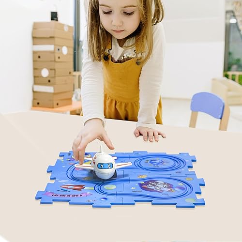 Miniatura 66 de Regalo de cumpleaños para niño de 4 años: set de pista de autos Puzzle Racer con mapa de carretera. Juguete de pista de autos y rompecabezas ideal