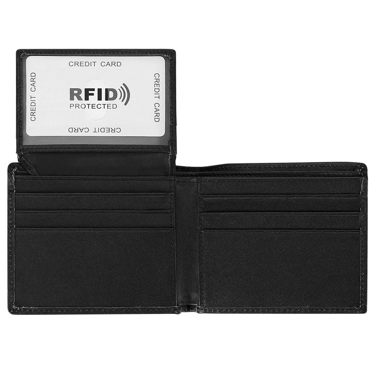 HAWEEGenuine Leather Billfold Wallet for Men RFID Blocking Scan Proof 10 Card Slots with ID Window Flap