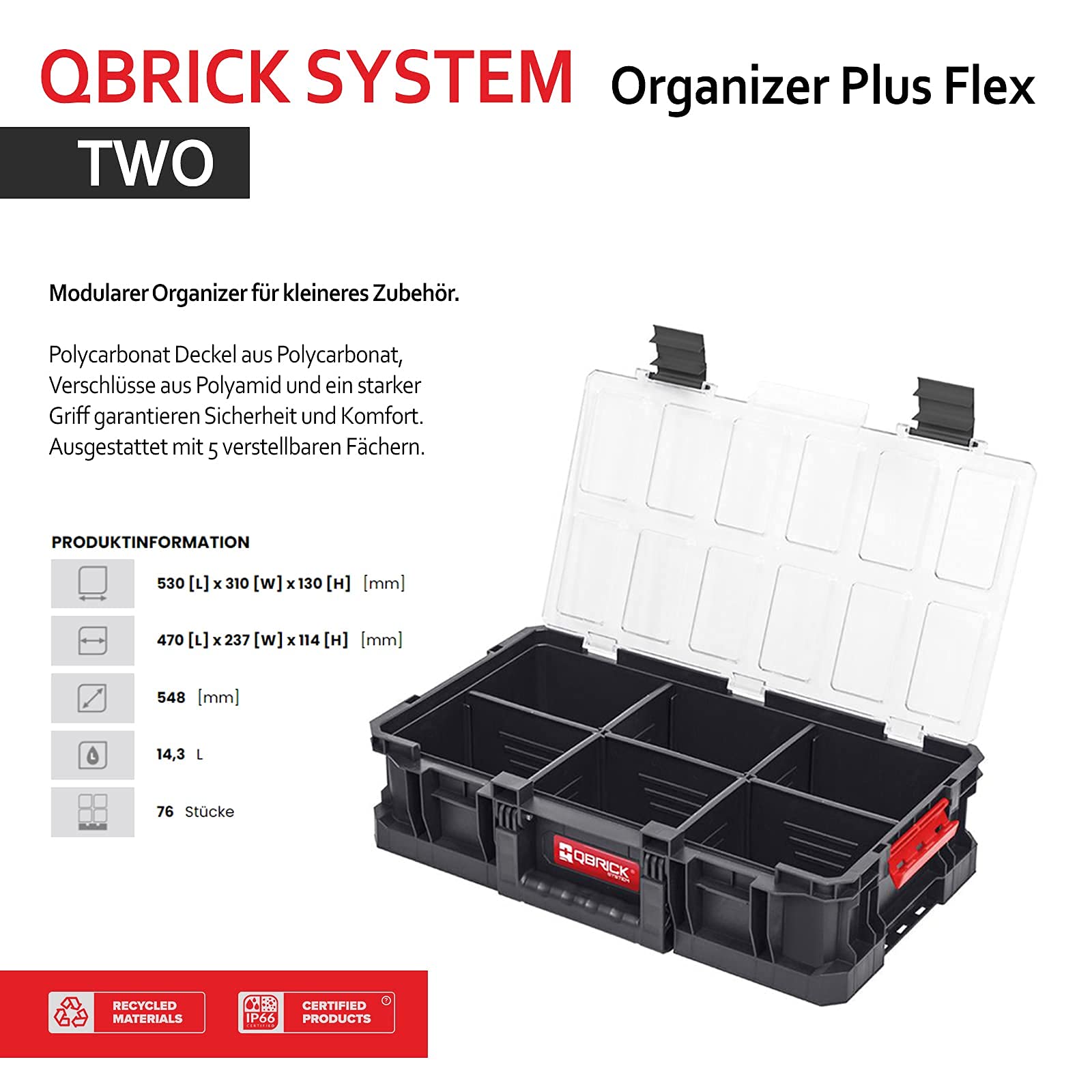 Qbrick System TWO Organizer Plus Flex Lot de 3 boîtes à outils robustes (3 organiseurs)