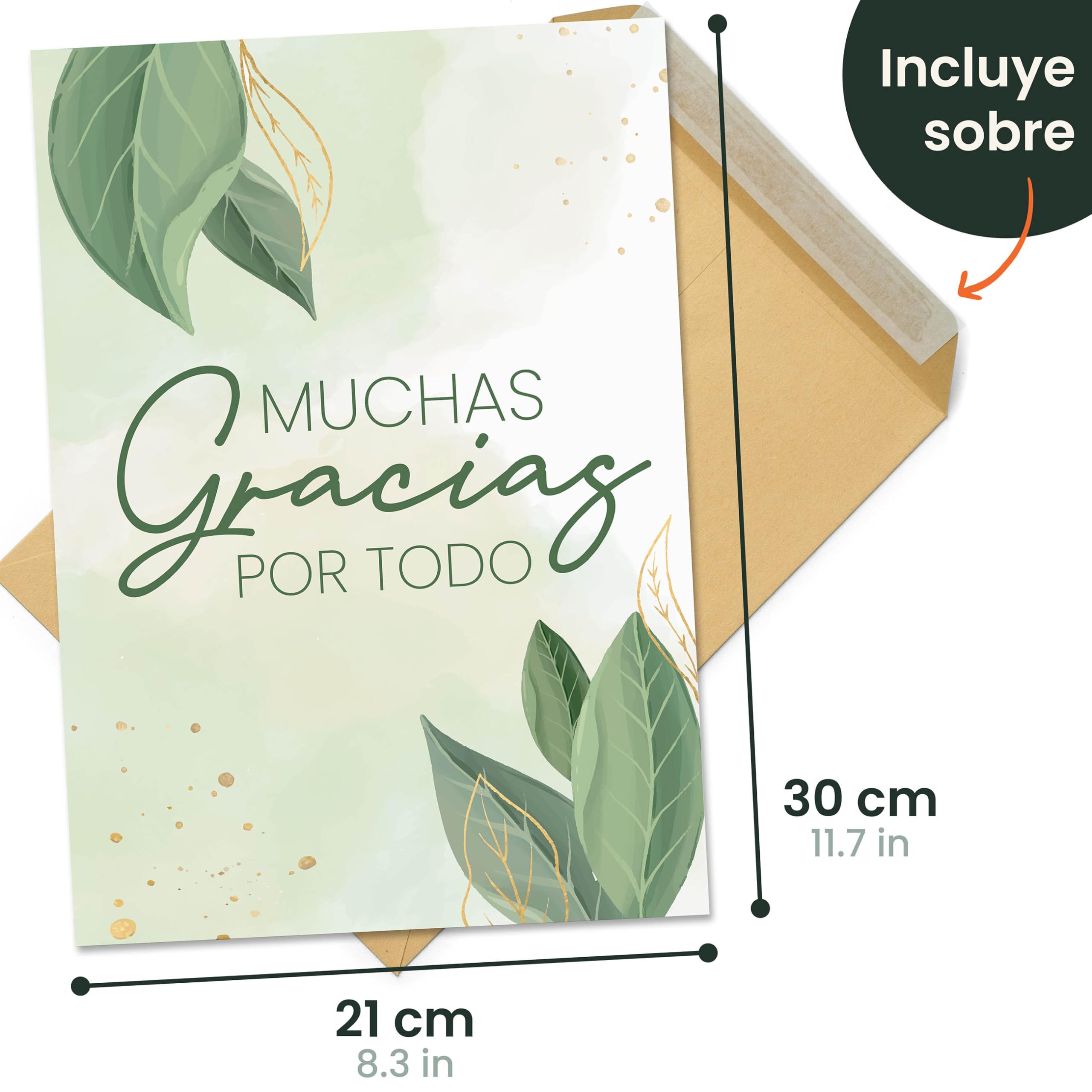 CONTRAXT Tarjeta de agradecimiento grande 42x30 cm abierta. Regalo original tarjeta de firmas gracias por todo hombre o mujer profesores maestras amigas compañeros trabajo cumpleaños (Gracias)