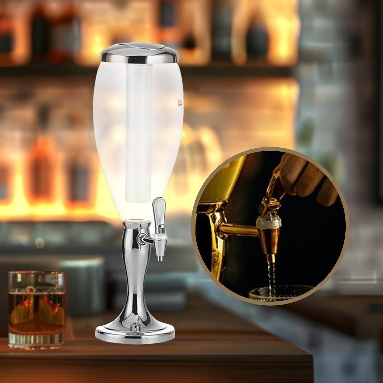 KESOTO Dispensador de Cerveza con Tubo de Enfriamiento, Capacidad de 3 L, Accesorio para, Plata, Individual
