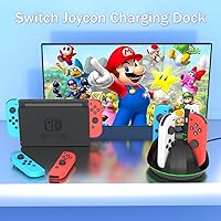 Vista 2 de Cargador de controlador de interruptor para Nintendo Switch Joy Con, estación de carga para 4 controladores Nintendo Joycons con indicación LED